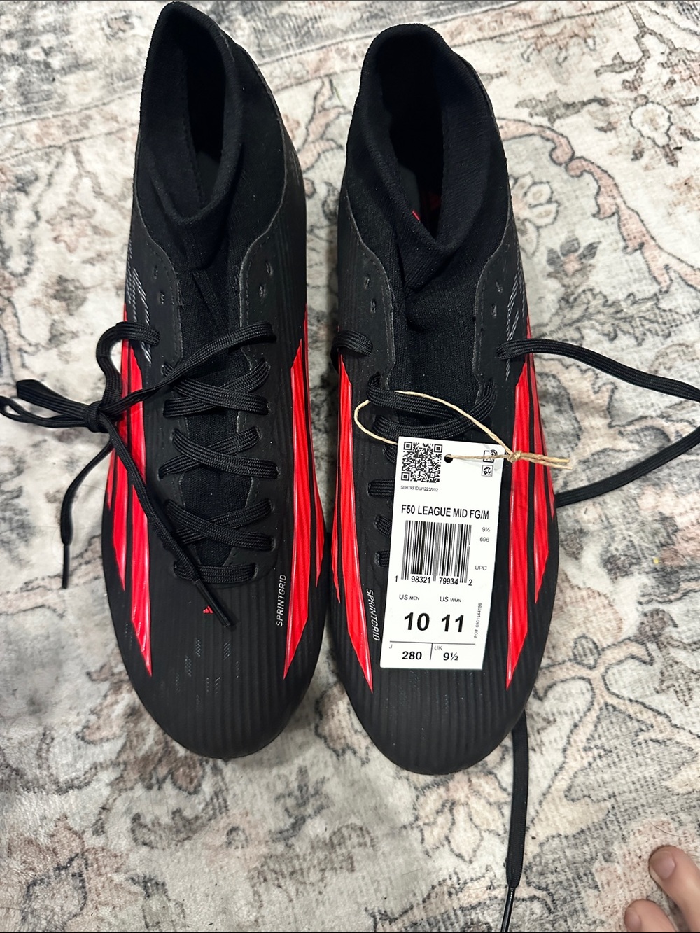 Adidas Men's Black & Red Football Cleats F50 League Mid FG/M